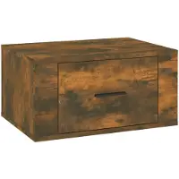 vidaXL Table de chevet murale Chêne fumé 50x36x25 cm