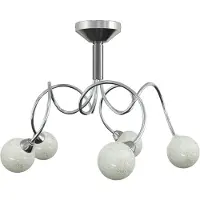 vidaXL Plafonnier avec abat-jour en verre rond pour 5 ampoules LED G9