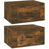 vidaXL Tables de chevet murales 2 pcs Chêne fumé 50x36x25 cm