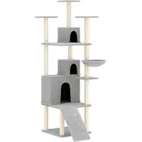 vidaXL Arbre à chat avec colonnes à griffer en sisal gris clair 175 cm