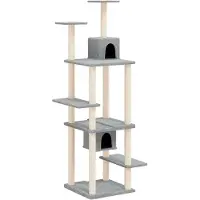 vidaXL Arbre à chat avec colonnes à griffer en sisal gris clair 176 cm