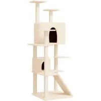 vidaXL Arbre à chat avec colonnes à griffer en sisal Crème 153 cm