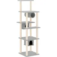 vidaXL Arbre à chat avec colonnes à griffer en sisal gris clair 169 cm
