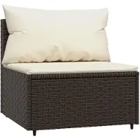 vidaXL Canapé de jardin central avec coussins Marron Poly Rattan