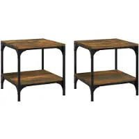 vidaXL Tables d'appoint 2 pcs. Chêne fumé 40x40x40 cm Matériau dérivé du bois