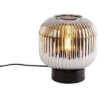 QAZQA Lampe de table intelligente noire avec verre fumé, Wifi A60 inclus - Karel