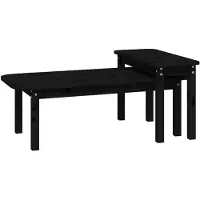 vidaXL Ensemble de table basse en 2 parties pin massif noir