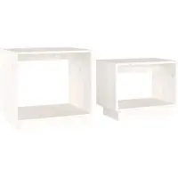 vidaXL Tables gigognes 2 pcs. Blanc Pin massif