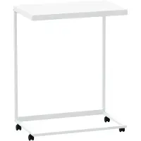 vidaXL Table d'appoint avec roulettes Blanc 55x35x70 cm Bois composite