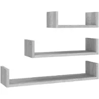 vidaXL Étagères murales d'affichage 3pcs Sonoma gris Bois d'ingénierie