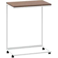 vidaXL Table d'appoint avec roulettes Blanc 55x35x70 cm Bois composite