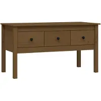 vidaXL Table basse marron miel 102x49x55 cm pin massif