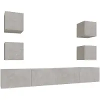 vidaXL Ensemble de 6 meubles TV en bois gris béton