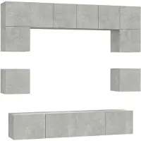 vidaXL Ensemble de 8 meubles TV en bois gris béton