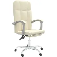 vidaXL Chaise de bureau avec fonction chaise longue Crème similicuir