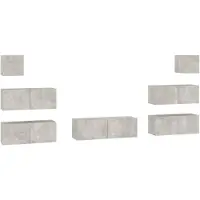 vidaXL Ensemble d'armoires TV 7 pièces gris béton Bois composite