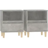 vidaXL Tables de chevet 2 pcs Gris béton 40x35x50 cm