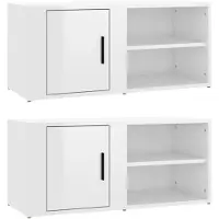 vidaXL Armoires TV 2 pcs. Blanc brillant 80x31,5x36 cm Bois composite