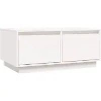 vidaXL Table basse blanche 80x50x35 cm pin massif