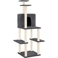 vidaXL Arbre à chat avec colonnes à griffer en sisal gris foncé 144,5 cm
