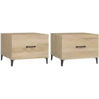 vidaXL Tables basses avec pieds métalliques 2 pcs. chêne Sonoma 50x50x40 cm