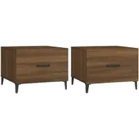 vidaXL Tables basses pieds en métal 2 pcs. Brun imitation chêne 50x50x40 cm