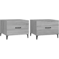 vidaXL Tables basses avec pieds en métal 2 pcs. Gris Sonoma 50x50x40 cm