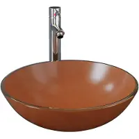 vidaXL Évier avec robinet et bonde de vidange en verre trempé marron