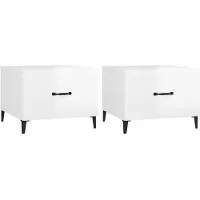 vidaXL Tables basses avec pieds en métal 2 pcs. Blanc brillant 50x50x40 cm
