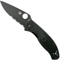 Spyderco Couteau pliant Tenacious Lightweight Black Blade, lame à dents