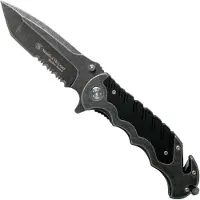 Smith & Wesson Border Guard Swbg10s Serrated Tanto Pocket Knife Argenté