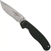 Ontario Couteau pliant RAT-1, noir/satin, lame à dents