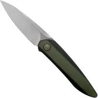 We Knife Couteau pliant Black Void Opus, black ti with green G10 inlay