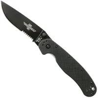 Ontario Couteau pliant RAT-1, noir/noir, lame à dents