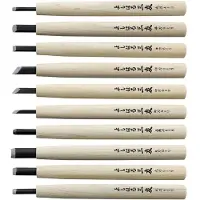 Yoshiharu W-10 Mitomoto couteaux à bois japonais, set de 10 avec étui en tissu
