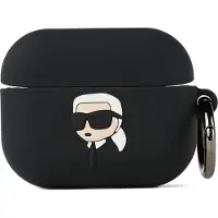 Karl Lagerfeld Kla2Runikk Airpods 1/2 Cover Czarny/Black Silicone Karl Head 3D