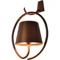 Zafferano Applique Led Poldina Corten Avec Crochet, Rechargeable Et Dimmable Avec Batterie Jusqu'À 12 Heures