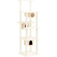 vidaXL Arbre à chat avec colonnes à griffer en sisal Crème 169 cm