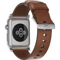 Nomad Bracelet en cuir pour Apple Watch 42 mm Marron/Argent