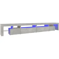 vidaXL Armoire TV avec lampes LED gris béton 290x36,5x40 cm