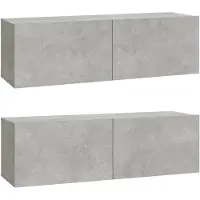 vidaXL Armoires murales TV 2 pcs. Gris béton 100x30x30 cm Bois composite