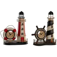 DKD Home Decor Horloge de table dkd homedecor 25,5 x 14 x 32,5 cm rouge noir métal vintage lamp (2 pcs.)