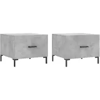 vidaXL Tables basses 2 pcs. Gris béton 50x50x40 cm Bois composite