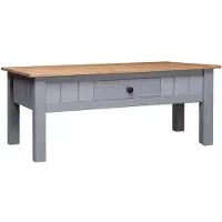 vidaXL Table basse Gris 100x60x45 cm Pin massif de Panama