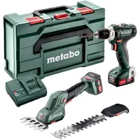 Metabo Set Combo Perceuse-visseuse sans fil BS 12 + Cisaille à gazon et à arbustes sans fil PowerMaxx SGS 12 Q