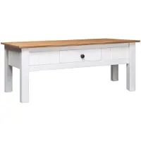 vidaXL Table basse blanche 100x60x45 cm en pin massif de Panama
