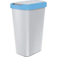 Prosperplast Poubelle KEDEN COMPACTA Q 45 litres NSAB45-2717C_427C - gris cendre avec cadre bleu clair