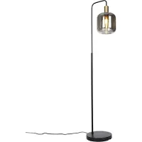 QAZQA Lampadaire intelligent noir avec or et verre fumé avec Wifi A60 - Zuzanna
