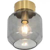 QAZQA Plafonnier intelligent en laiton avec verre fumé, Wi-Fi A60 inclus - Stiklo