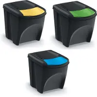 Prosperplast poubelle SORTIBOX 3 x 25 l recyclé noir
